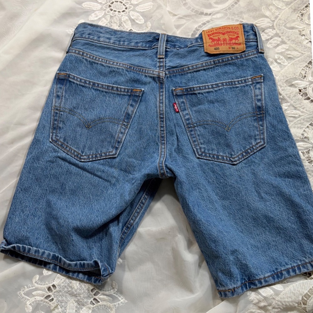 Y2K Jort Levis 405 Vintage Denim Shorts Medium Wash Blue W30 High Rise 1354